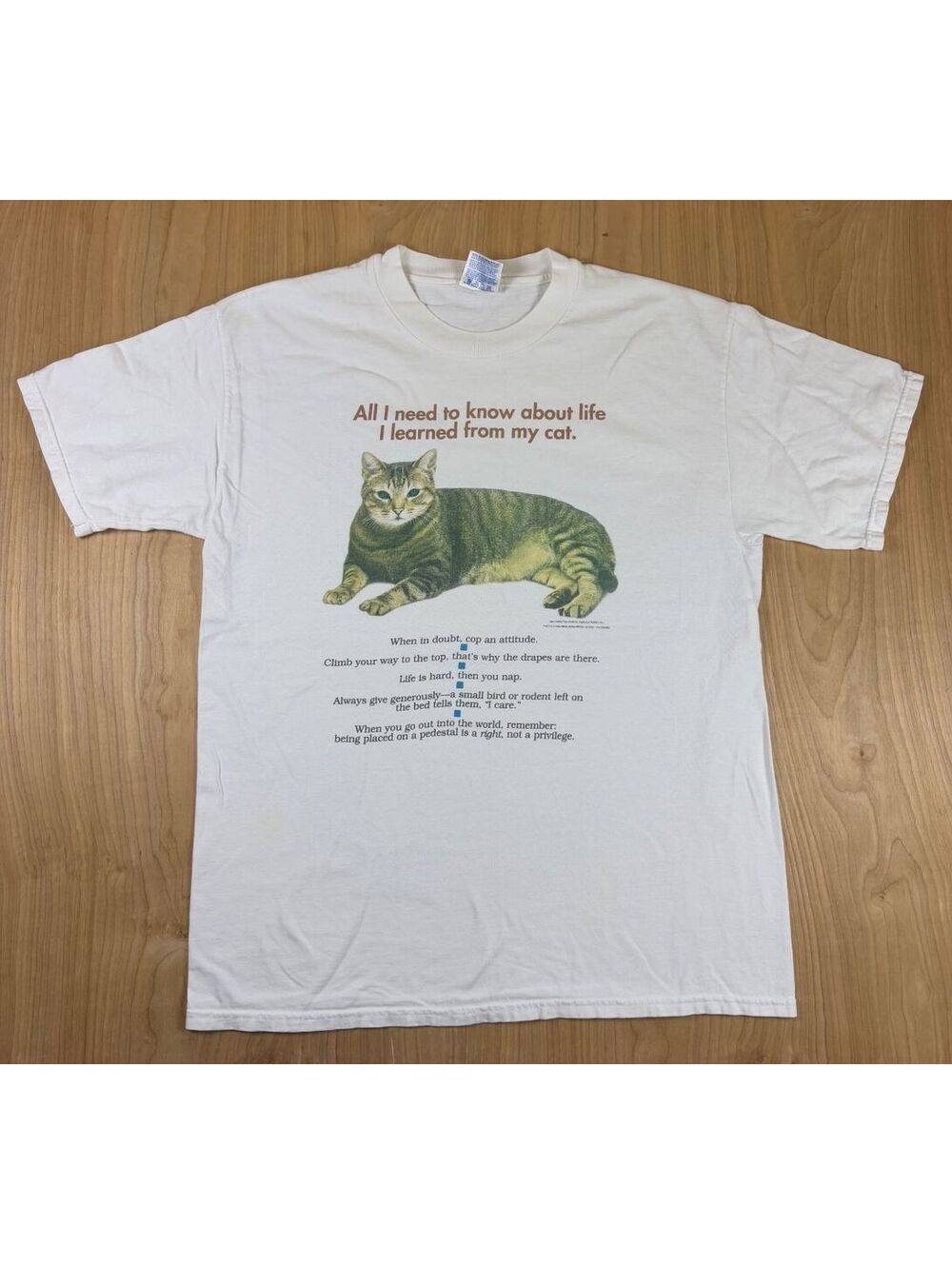 Vintage 90s Cat knowledge tshirt all i need to know about life i learned from my